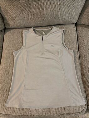 Sleeveless Light Gray Zip-Front Performance Tank Top